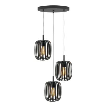 EGLO LED Hanglamp Romazzina | 3X E27 Max 40W | Zwart/metal