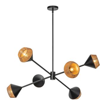 Alora Mood LED Kroonluchter | 6X E14 Max 40W | Matte Black & Natural