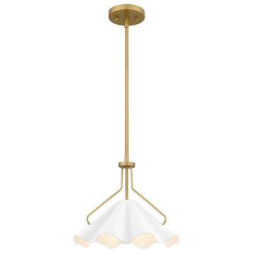 Quoizel LED Hanglamp Mejia | 1X E27 Max 60W | Aged Brass, Textured White Steel Shade