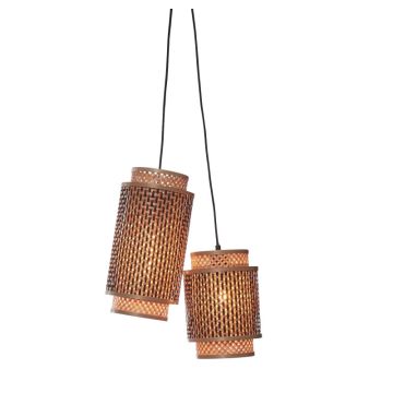 Good&Mojo Bamboe LED Hanglamp Bhutan | 2X E27 Max 60W | Natural/Black
