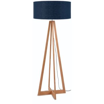 Good&Mojo Bamboe LED Staande Lamp Everest | 1X E27 Max 60W | Blue Denim