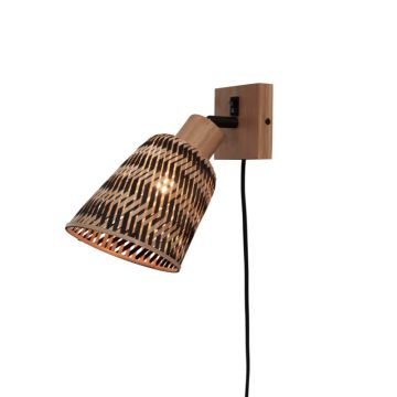 Good&Mojo Bamboe LED Wandlamp Java | 1X E27 Max 60W | Natural/Black