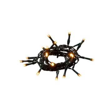 Konstsmide Lichtketting | 20 Lichtpunten, Extra Warmwit | 2,85m, 15cm spacing, 6u timer | 2x AA Batterij, Binnen, Groene kabel