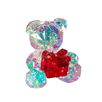 Konstsmide LED Decoratie 3D Teddy Beer | 80 Lichtpunten Multicolor | 40x37cm | Diamond Iriserend Effect | 1.8m USB | Binnengebruik