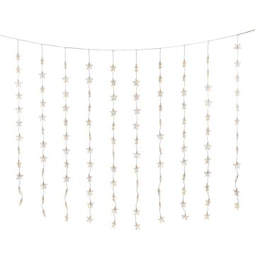 Konstsmide LED Lichtgordijn | 120 Lichtpunten Sterren Extra Warmwit | 3,6W 30V | 140x120cm | 5m snoer Transparante Kabel | Binnengebruik | Spacing 10cm