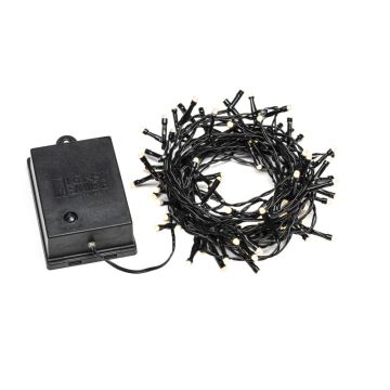 Konstsmide LED Lichtketting | 80 Lichtpunten Warmwit Frosted | 1,6W 1,5V | 7,9m Timer Lichtsensor Batterij Buiten | 50cm aansluitsnoer