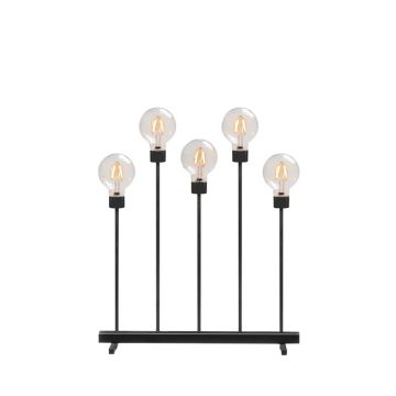 Konstsmide LED Kandelaar | 3,5W Extra Warmwit 24V | 5 Lichtpunten, Matzwart, Dimbaar | 45x54cm | Alleen Binnen, Zwarte Kabel