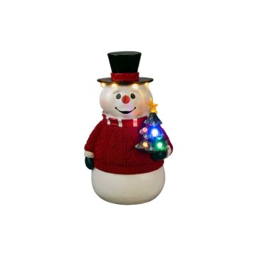 Konstsmide LED Decoratieve Staande Sneeuwpop | 9 Lichtpunten Multicolor | 21x35cm | 6u Timer, 3xAA Batterij (excl.) | Buiten Gebruik