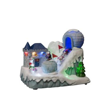 Konstsmide LED Decoratie Skipiste | 8 Lichtpunten Multicolor, Kerstmelodieën, 0.5W | 4.5V Trafo | Voor Binnen | 16.5x21.5cm | Niet Dimbaar