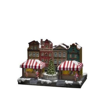 Konstsmide LED Fiberoptisch Wintertafereel | 0.32W Multicolor 4,5V | 5 Lichtpunten | 21x31,5cm | Muziek, voor binnen, snoer 1,8m, op trafo/batterij