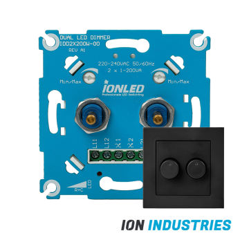 VNL Duo Led Dimmer | Matzwarte Afdekplaat | 2X0.3-200 Watt | Ion Industries 