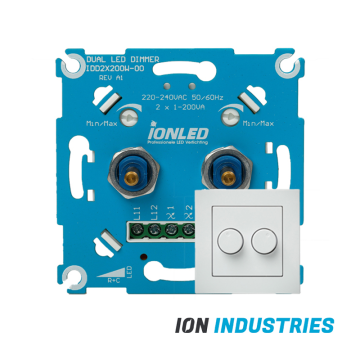 VNL Duo Led Dimmer | Mat Witte Afdekplaat | 2X0.3-200 Watt | Ion Industries 