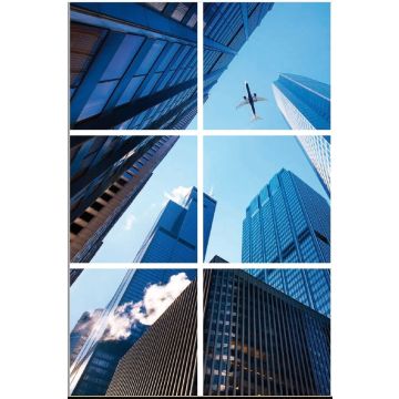 VNL Fotoprint Afbeelding Wolkenkrabber Verdeeld Over 6 Panelen 595 X 595 mm 