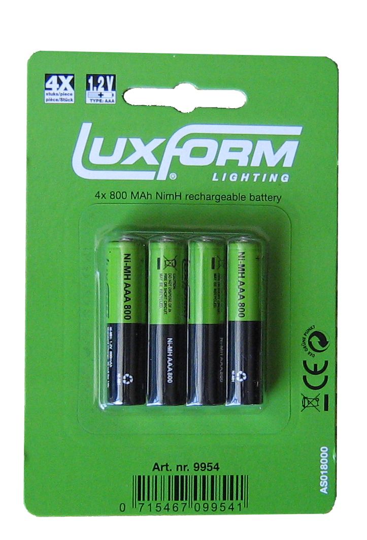 Luxform 4X Solar Batterij | AAA Ni-MH 1.2V | Oplaadbaar