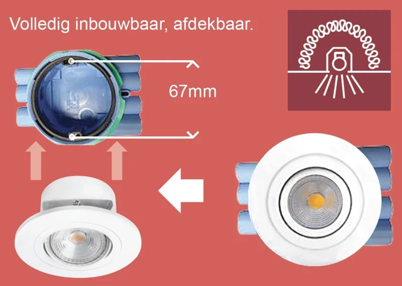 Megaman LED Downlighter Ø68mm | 5W 2800K 420lm 828 | IP44 Dimbaar