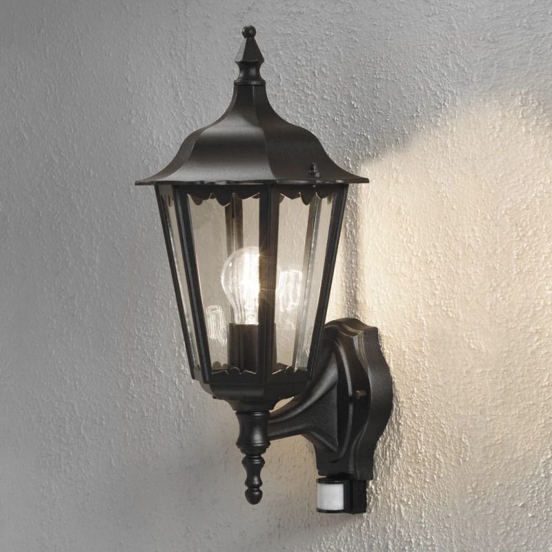 Konstsmide Buiten Wandlamp Firenze | Max. 1x 100W E27 | Zwart | IP54 | Met Bewegingssensor