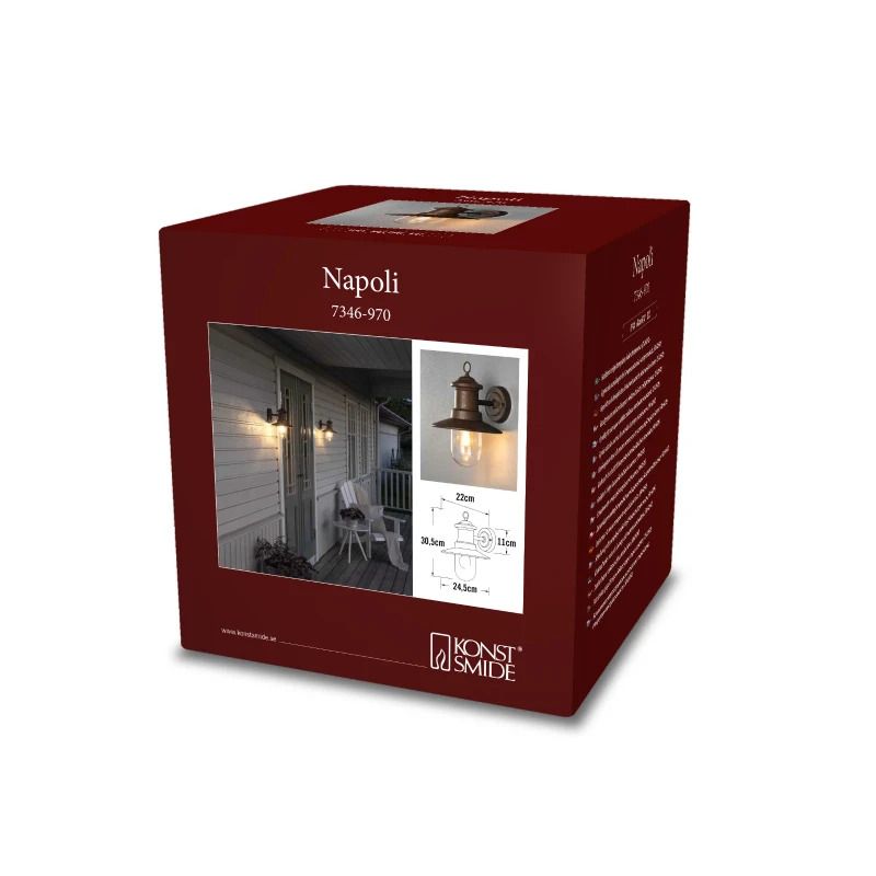 Konstsmide Buiten Wandlamp Napoli | Max. 2x 70W GU10 | Zwart Aluminium | IP44