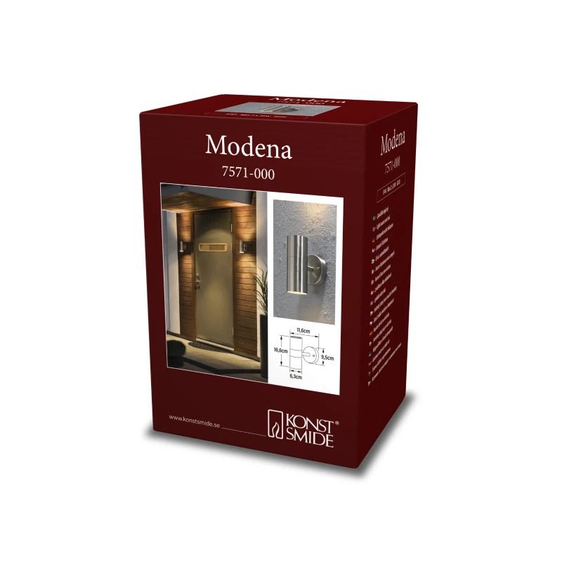 Konstsmide Buiten Wandlamp Modena | Max. 1x 60W E27 | Zwart | IP44