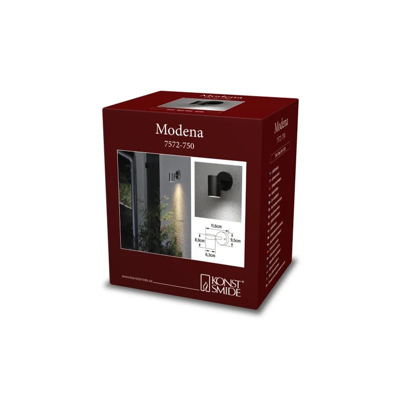 Konstsmide Buiten Wandlamp Modena | Max. 1x 60W E27 | Zwart | IP44