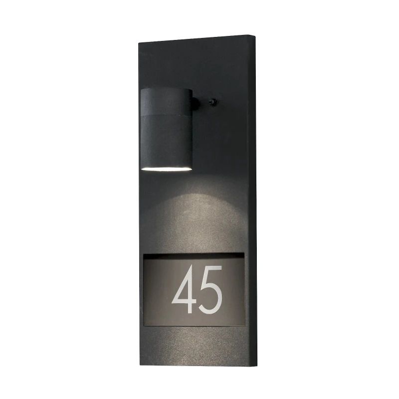 Konstsmide Buiten Wandlamp Modena | Max. 1x 35W GU10 | Zwart Aluminium | IP54 | Huisnummer Meegeleverd