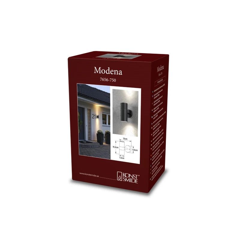 Konstsmide Buiten Wandlamp Modena | Max. 1x 60W E27 | Zwart | IP44