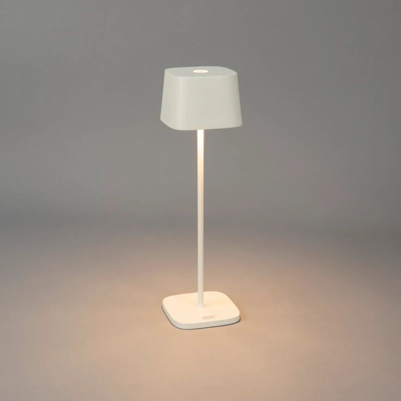 Konstsmide Tuin Tafellamp Capri | 2.2W LED | Wit Aluminium | 2700K/3000K | IP54 | Dimbaar | USB Oplaadbaar