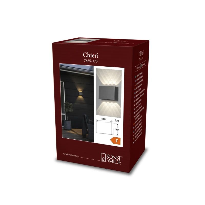 Konstsmide Buiten Wandlamp Chieri | Max. 1x 75W E27 | RVS | IP43 | Dimbaar