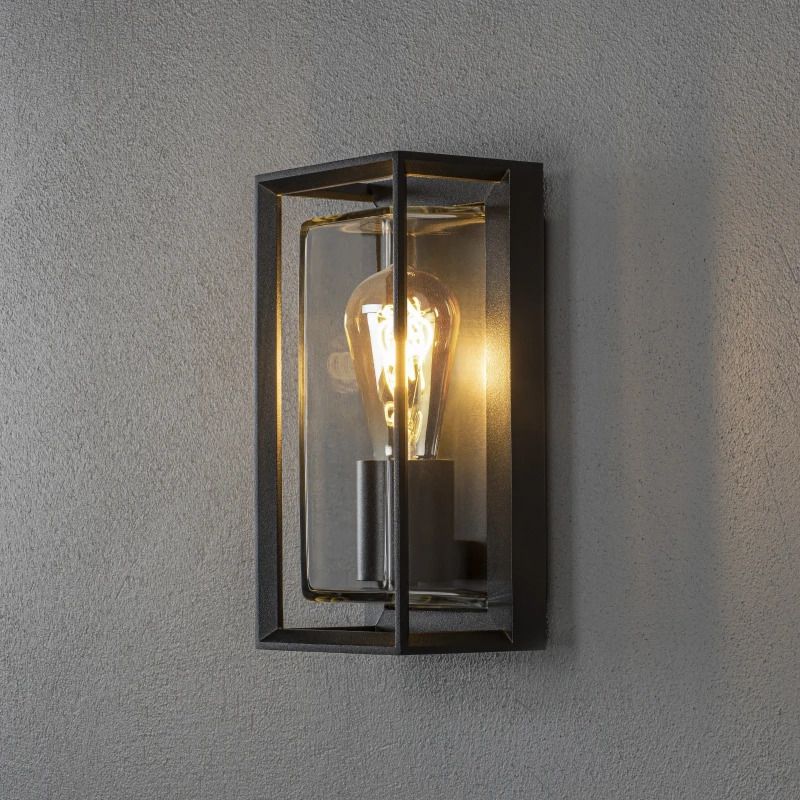 Konstsmide Buiten Wandlamp Brindisi | Max. 1x 40W E27 | Zwart Aluminium | IP44
