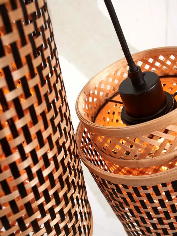 Good&Mojo Bamboe LED Hanglamp Bhutan | 2X E27 Max 60W | Natural/Black