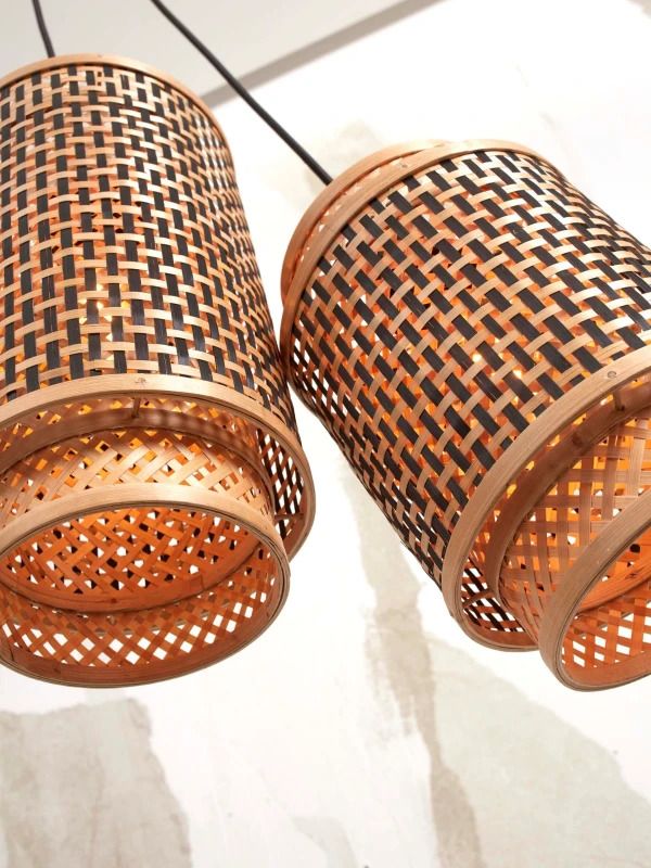 Good&Mojo Bamboe LED Hanglamp Bhutan | 2X E27 Max 60W | Natural/Black