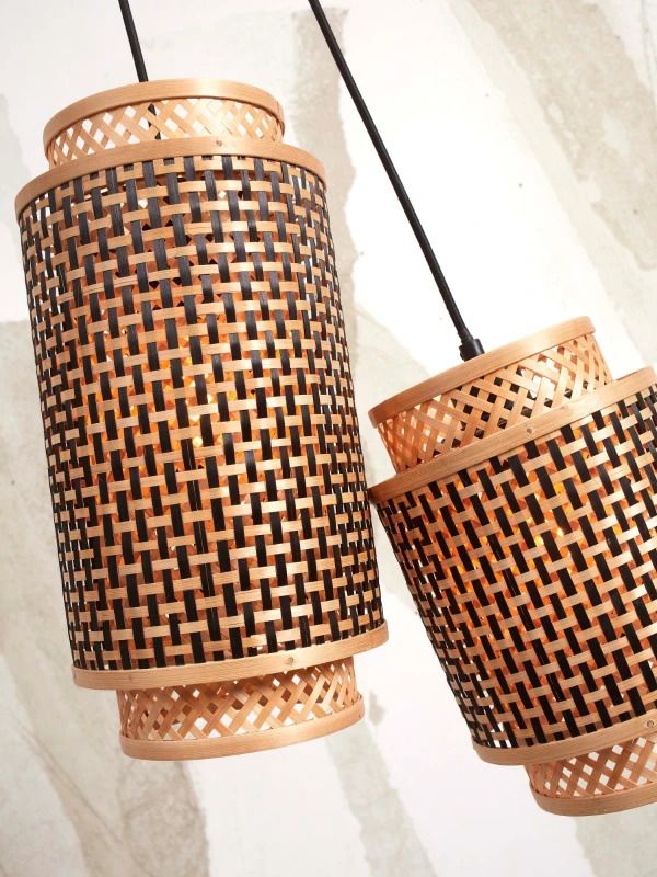 Good&Mojo Bamboe LED Hanglamp Bhutan | 2X E27 Max 60W | Natural/Black