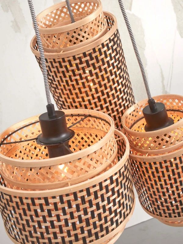 Good&Mojo Bamboe LED Hanglamp Bhutan | 3X E27 Max 60W | Natural/Black