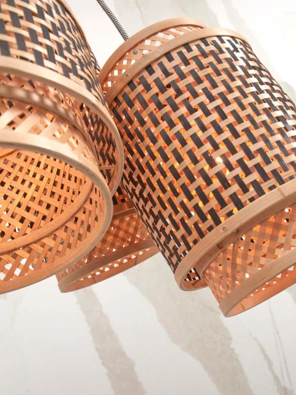 Good&Mojo Bamboe LED Hanglamp Bhutan | 3X E27 Max 60W | Natural/Black