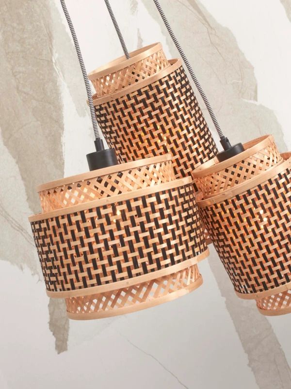 Good&Mojo Bamboe LED Hanglamp Bhutan | 3X E27 Max 60W | Natural/Black
