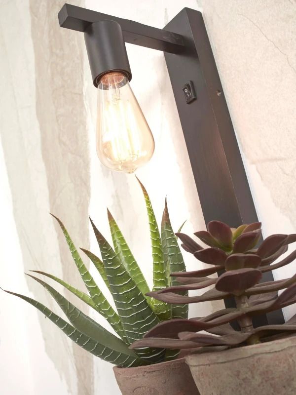 Good&Mojo Bamboe LED Wandlamp Flores | 1X E27 Max 40W | Black