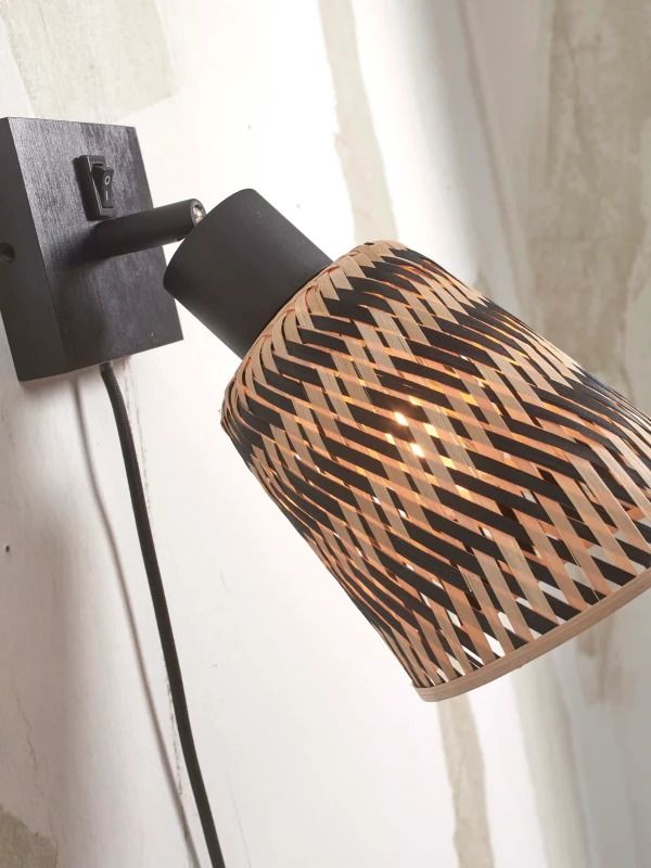 Good&Mojo Bamboe LED Wandlamp Java | 1X E27 Max 60W | Natural/Black