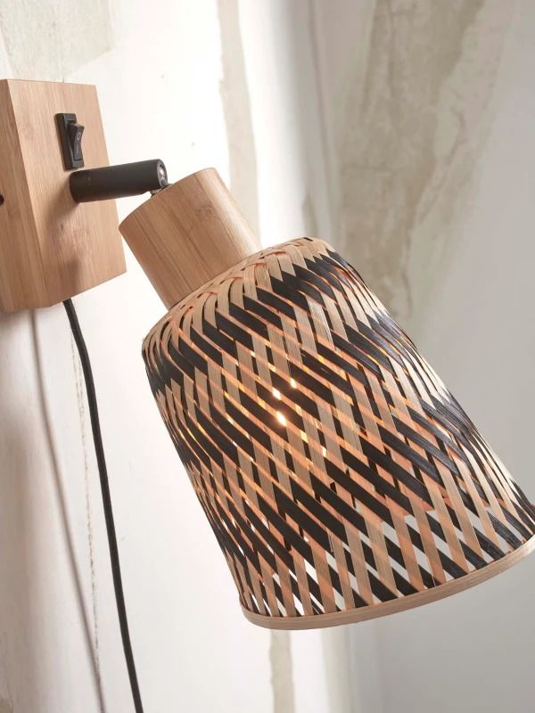 Good&Mojo Bamboe LED Wandlamp Java | 1X E27 Max 60W | Natural/Black