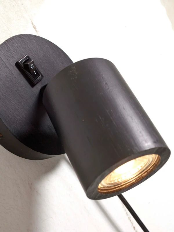 Good&Mojo Bamboe LED Wandlamp Java | 1X GU10 Max 3W | Black