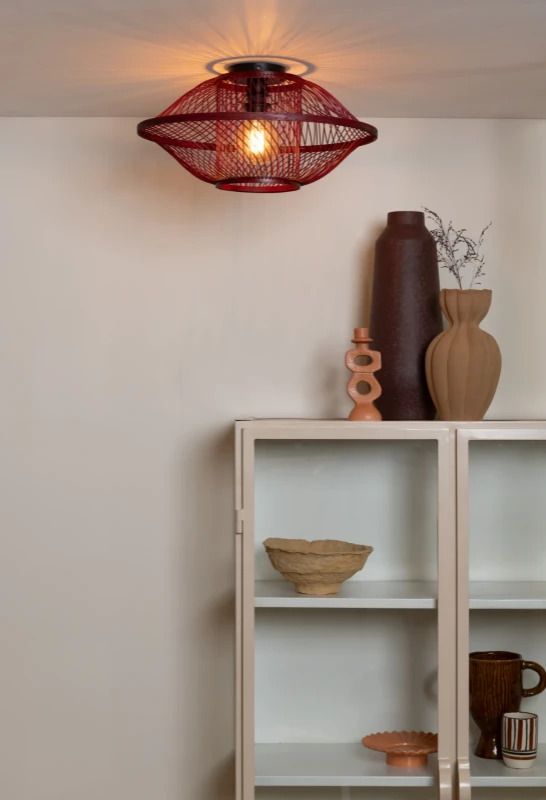 Good&Mojo Bamboe LED Plafondlamp Maui | 1X E27 Max 60W | Deep Wine Red