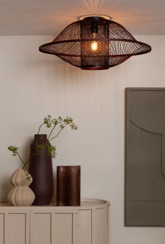 Good&Mojo Bamboe LED Plafondlamp Maui | 1X E27 Max 60W | Deep Wine Red