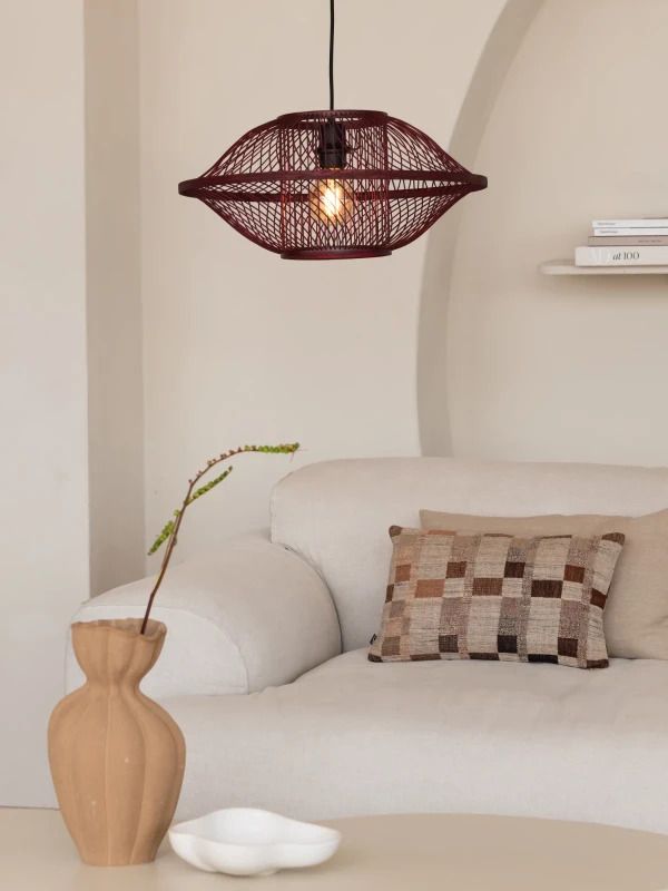 Good&Mojo Bamboe LED Hanglamp Maui | 1X E27 Max 60W | Deep Wine Red