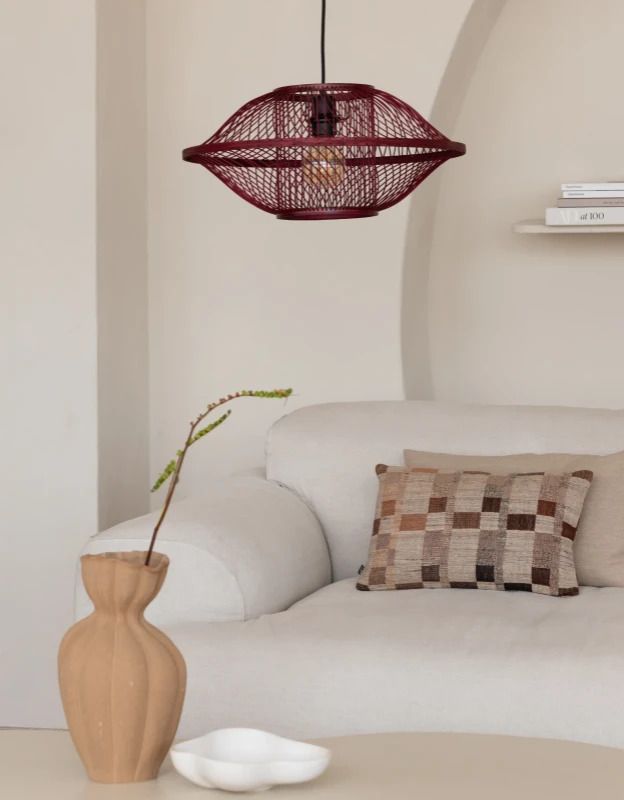 Good&Mojo Bamboe LED Hanglamp Maui | 1X E27 Max 60W | Deep Wine Red
