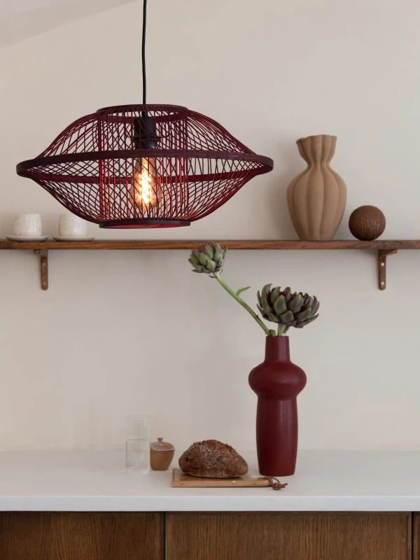 Good&Mojo Bamboe LED Hanglamp Maui | 1X E27 Max 60W | Deep Wine Red
