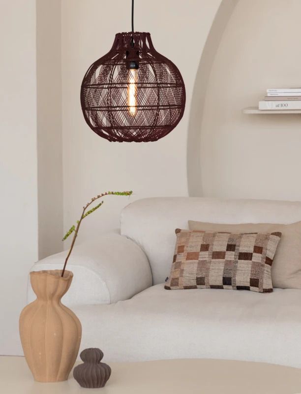 Good&Mojo Bamboe LED Hanglamp Mendoza | 1X E27 Max 60W | Deep Wine Red