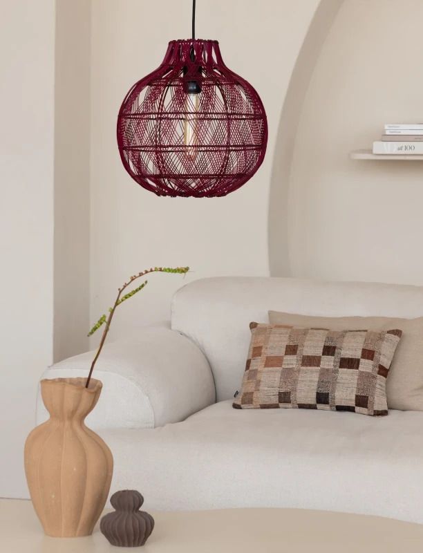 Good&Mojo Bamboe LED Hanglamp Mendoza | 1X E27 Max 60W | Deep Wine Red
