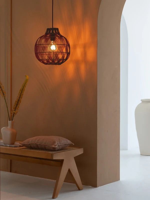 Good&Mojo Bamboe LED Hanglamp Mendoza | 1X E27 Max 60W | Deep Wine Red