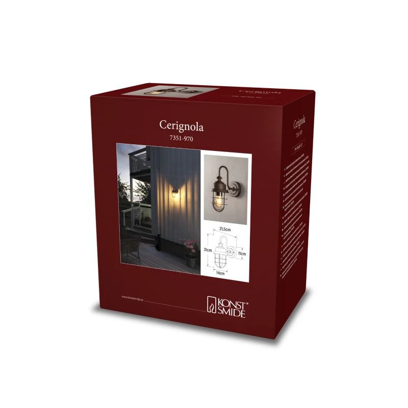 Konstsmide Buiten Wandlamp Cerignola | Max. 1x 35W GU10 | Zwart Aluminium | IP44