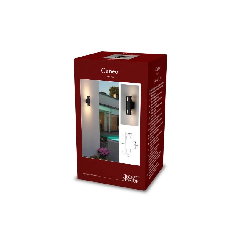 Konstsmide Buiten Wandlamp Cuneo | Max. 1x 60W E27 | Zwart | IP23