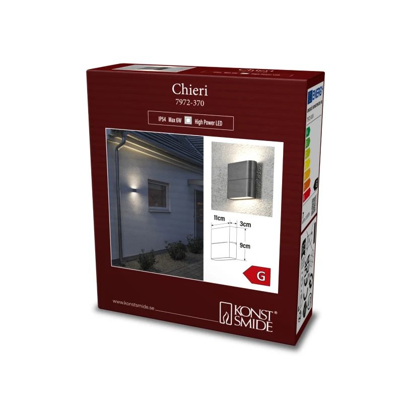 Konstsmide Buiten Wandlamp Chieri | Max. 1x 100W E27 | Groen Aluminium | IP44 | Met Bewegingssensor