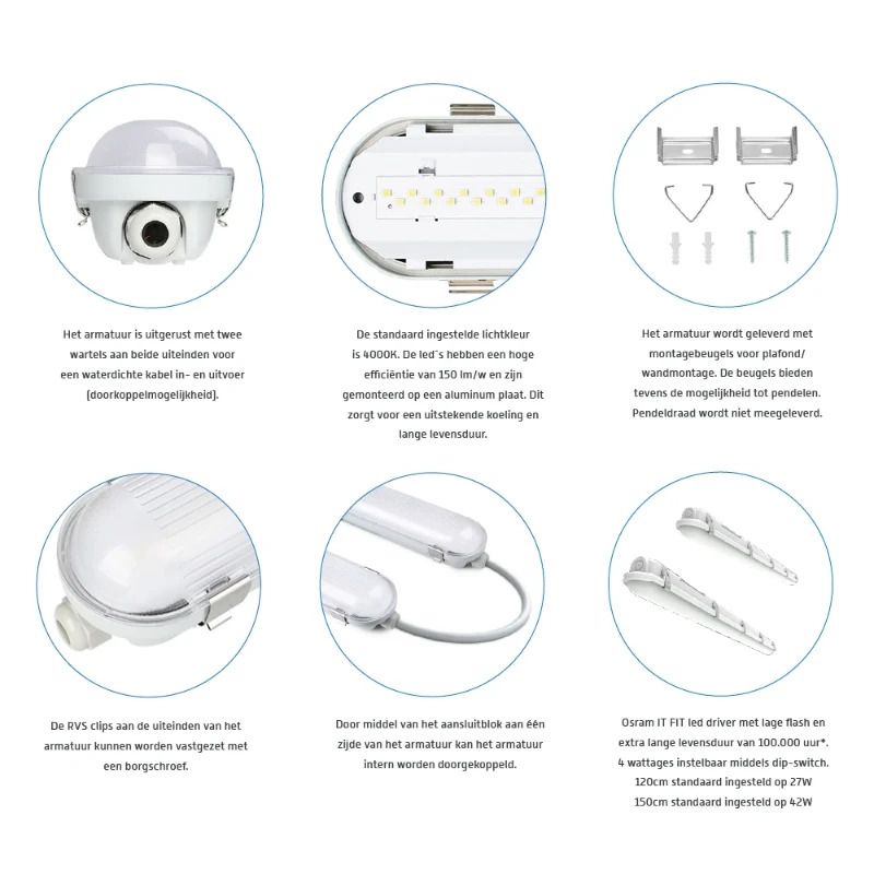 ELP LED Batten 67cm | 12/20W 3000/6000K | 830/860 1800/3000Lm IP65 | 3CCT Powerswitch